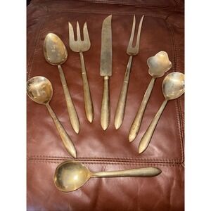 Vintage Brass 8 Piece Serving Set flatware